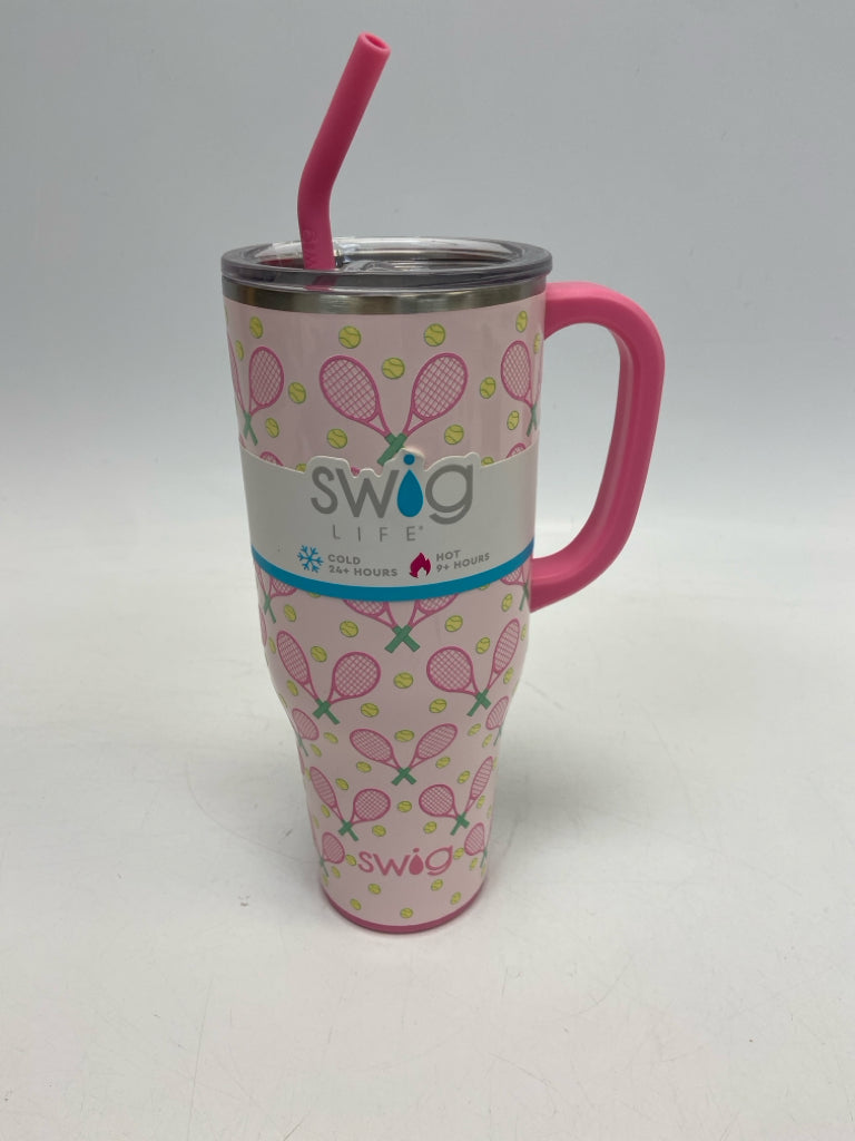 NWT Swig Life Pale Pink Pink/Green Tennis Tumbler
