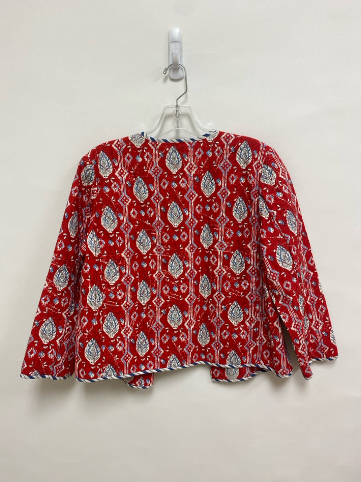 J Jill Size XS Red Blue/White Print Quilted Ladies Jacket