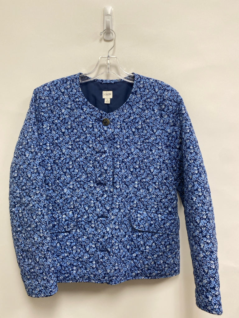 J Crew Size 6 Navy/Blue Flowers Quilted Ladies Jacket