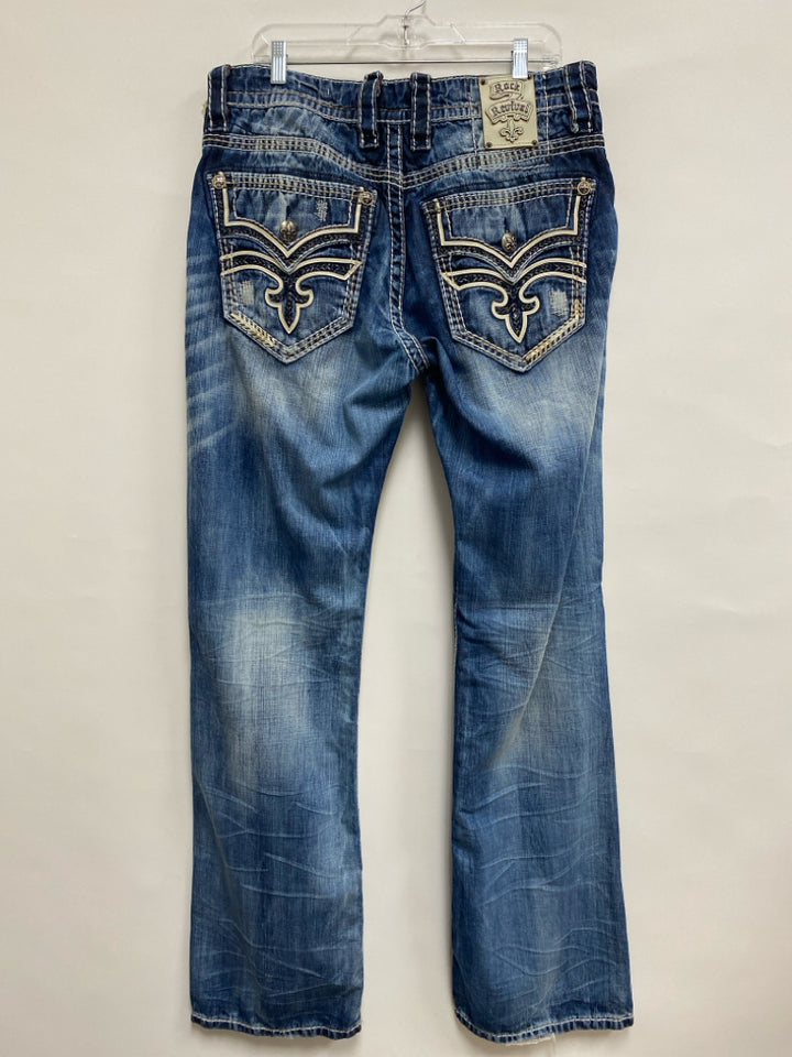 Rock Revival Size 36 Faded Navy Embroidered Men&