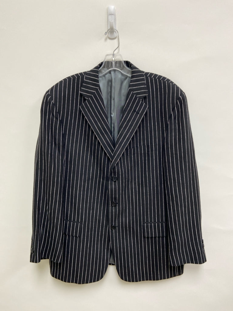 Size 54 Black White Stripes Silk Blend Men&