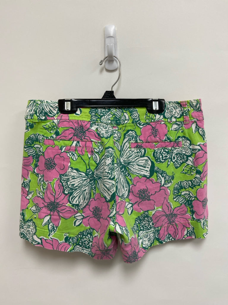 LILLY PULITZER Size 8 Pink/Green White Butterflies Ladies Shorts