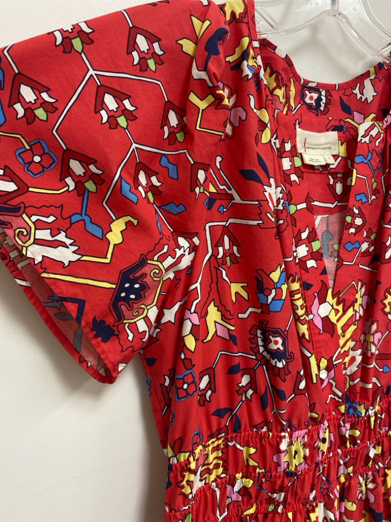 Anthropologie Size S Red Navy/White Floral Ladies Dress