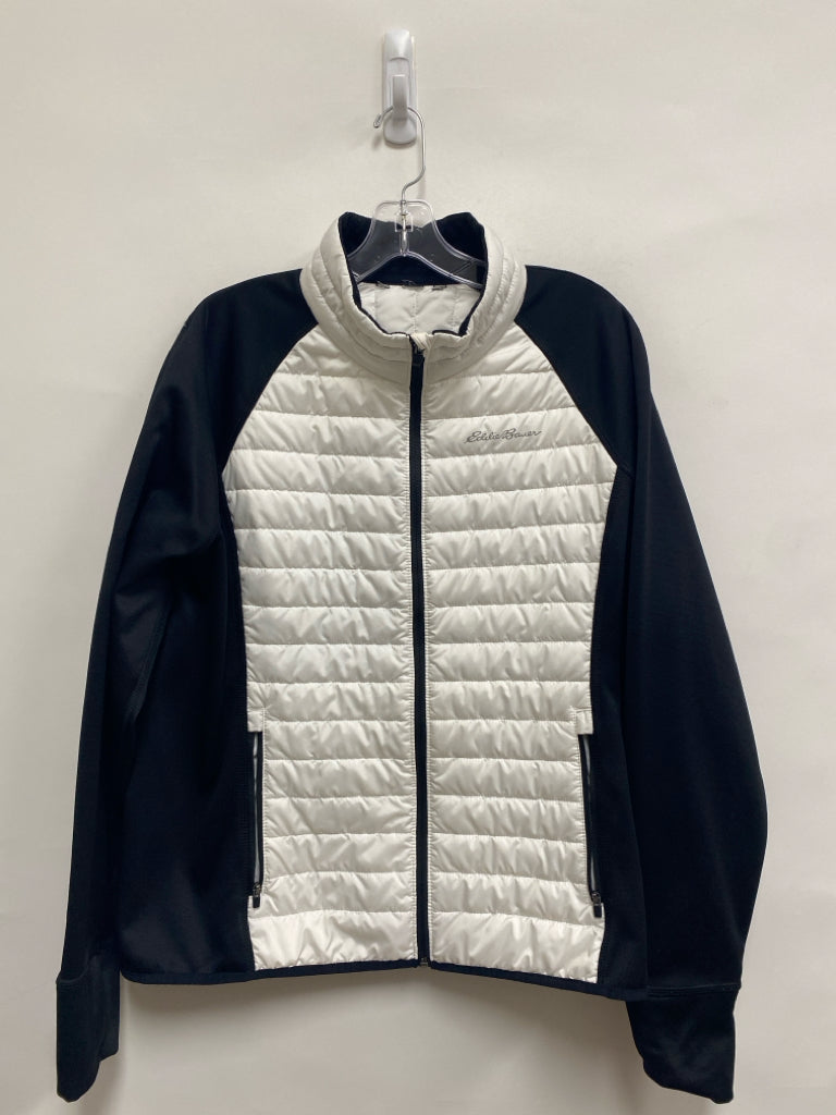 Eddie Bauer Size L White Black Zip Down Ladies Jacket