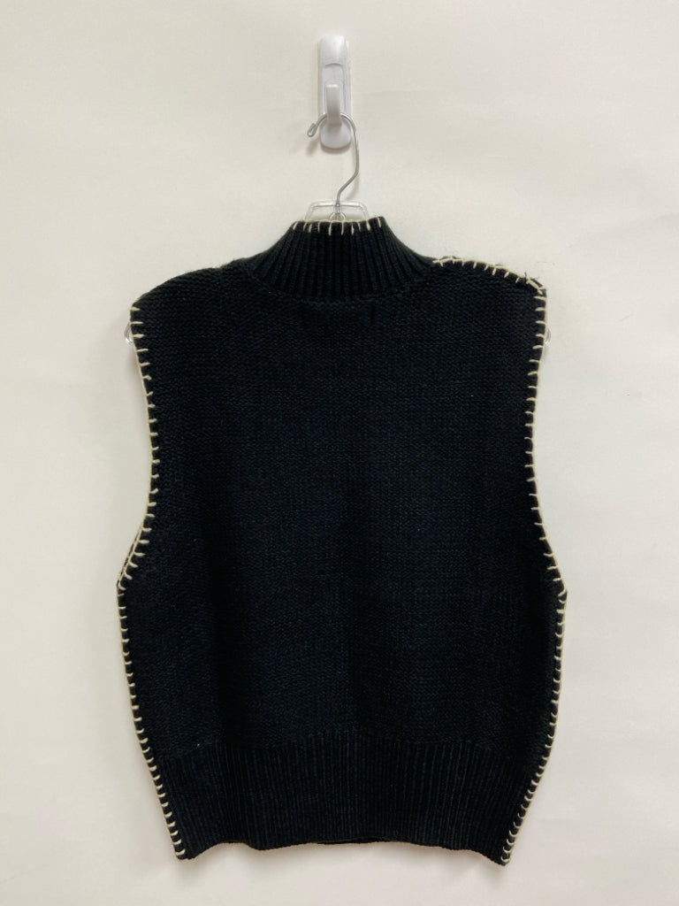 NWT Size L Black Tan Stitching Sleeveless Ladies Sweater