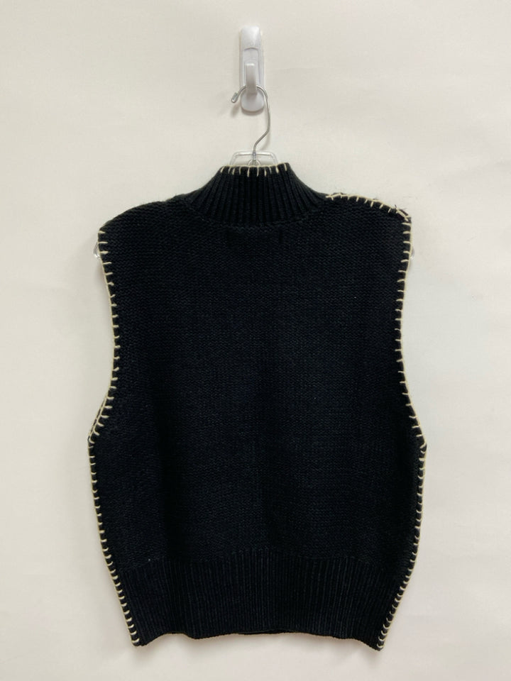 NWT Size L Black Tan Stitching Sleeveless Ladies Sweater