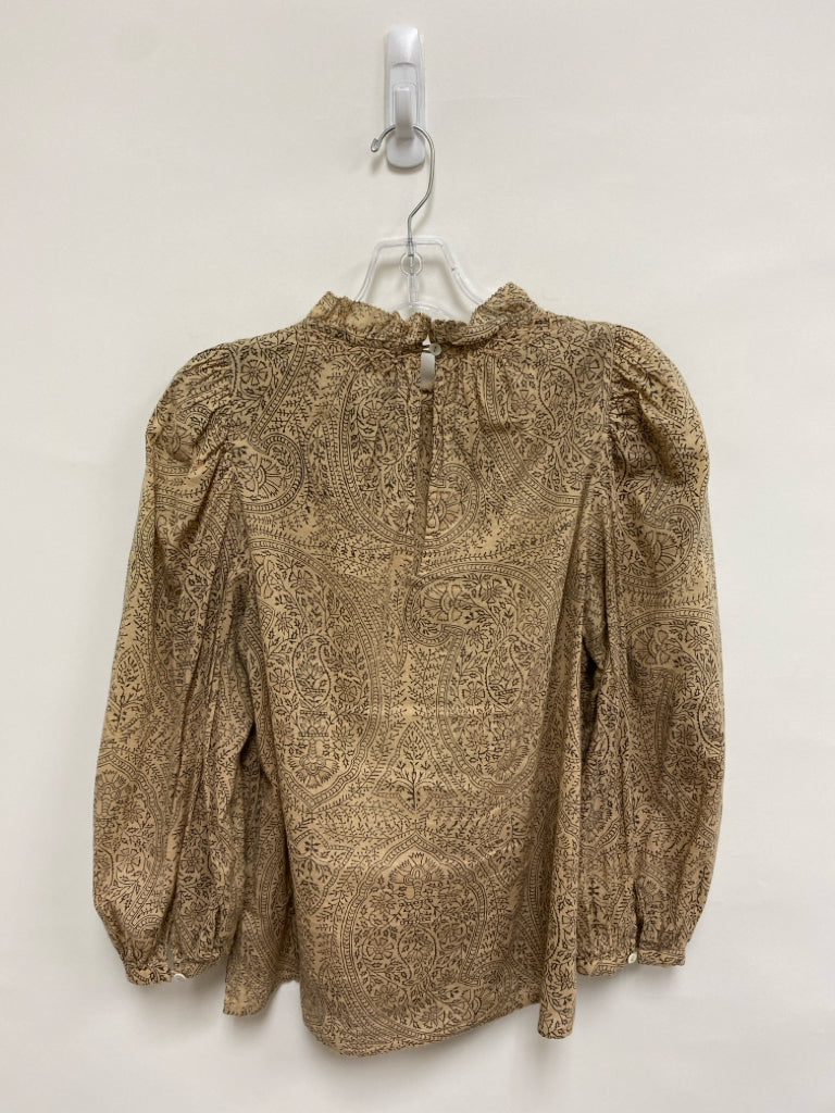 Cleobella Size XS Tan Espresso Print Puff Sleeve Ladies Top