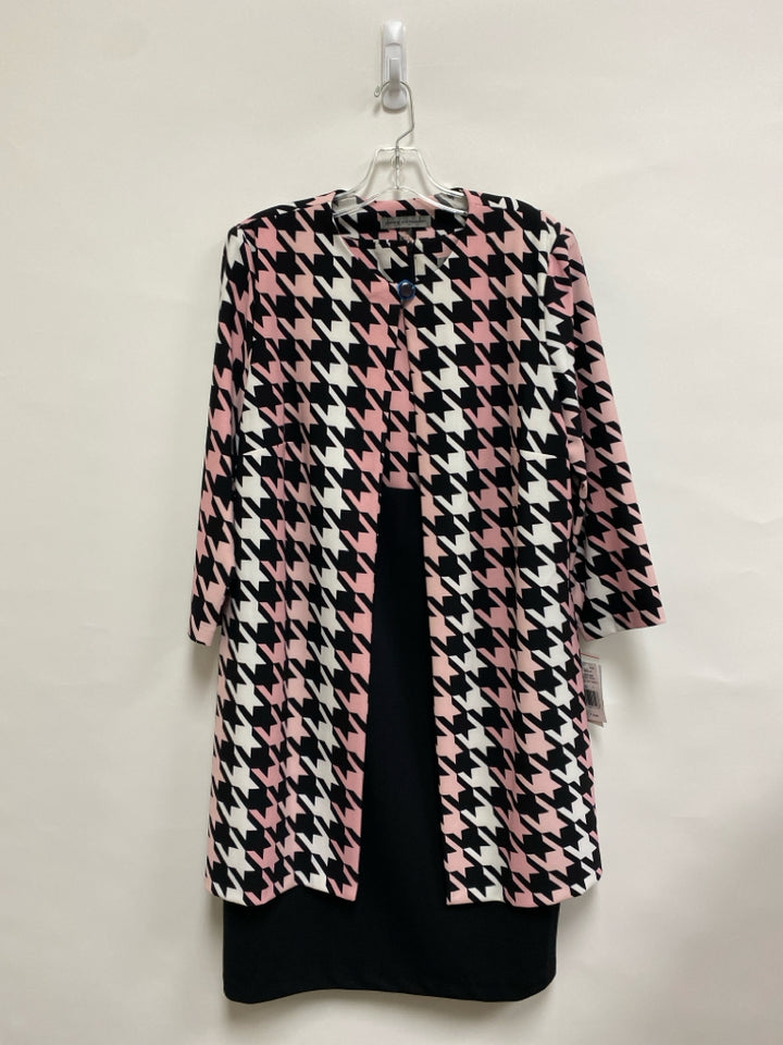 NWT danny and nicole Size 14 White/Pink Black Houndstooth Ladies 2pc Dress