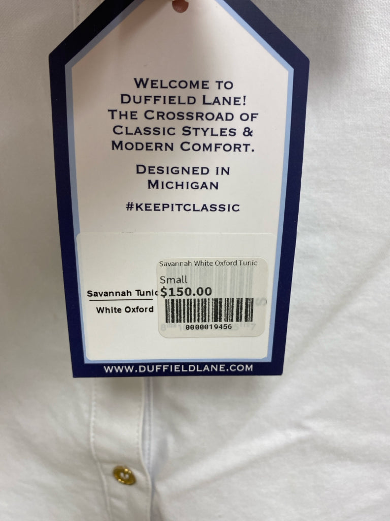 NWT DUFFIELD LANE Size S White Quarter Button Ladies Top