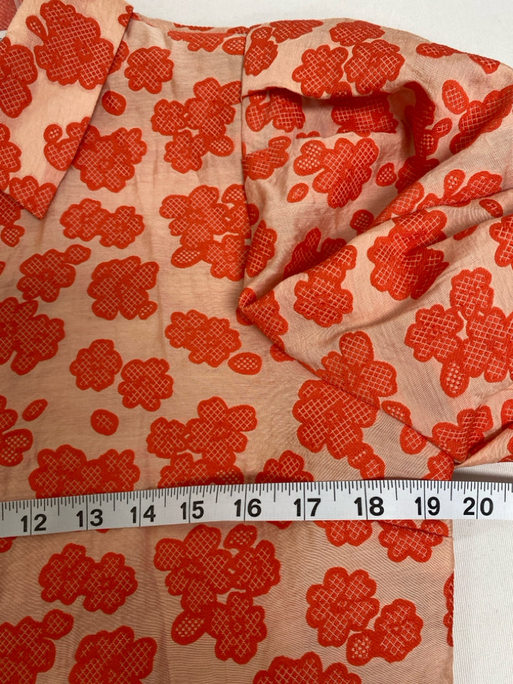 Size S Orange Beige Shapes Button Up Ladies Top