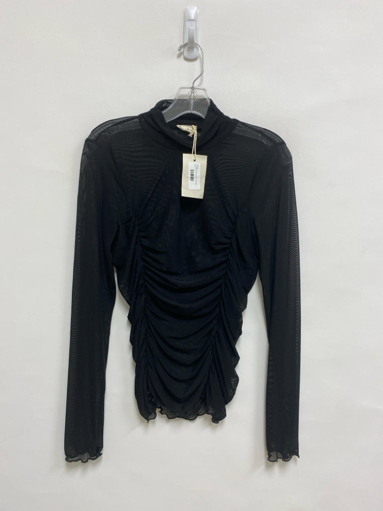 NWT Hem &amp; Thread Size L Black Turtleneck Mesh Ladies Top