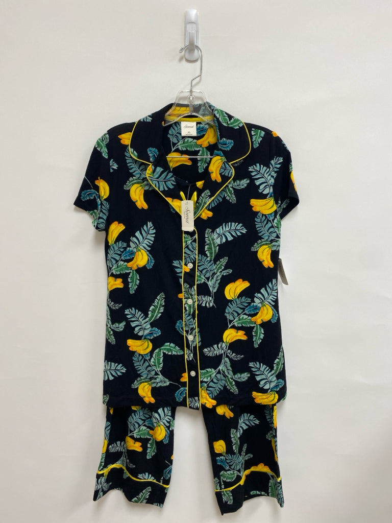 NWT Soma Size S Black Seafoam/Yellow Ladies 2pc Pajamas