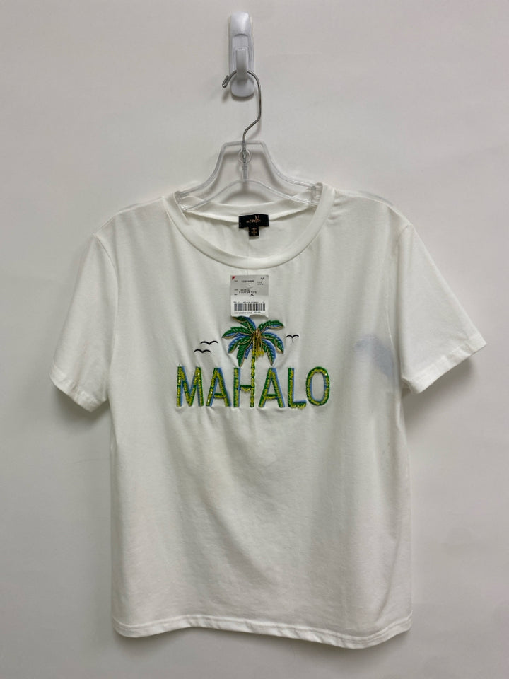 NWT ontwelfth Size XL White Green/Yellow Palm Trees Ladies Top