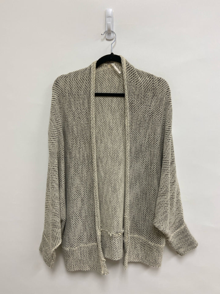 Free People Size L Cream Charcoal Woven Drape Ladies Sweater