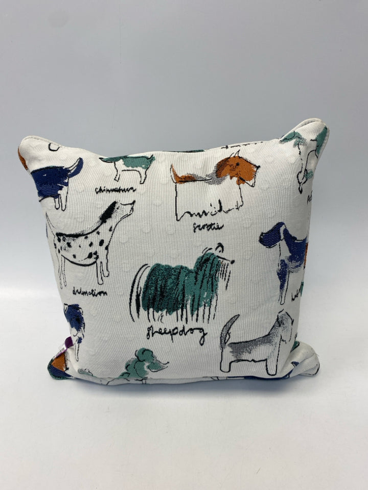 White Multi Color Dogs Pillow