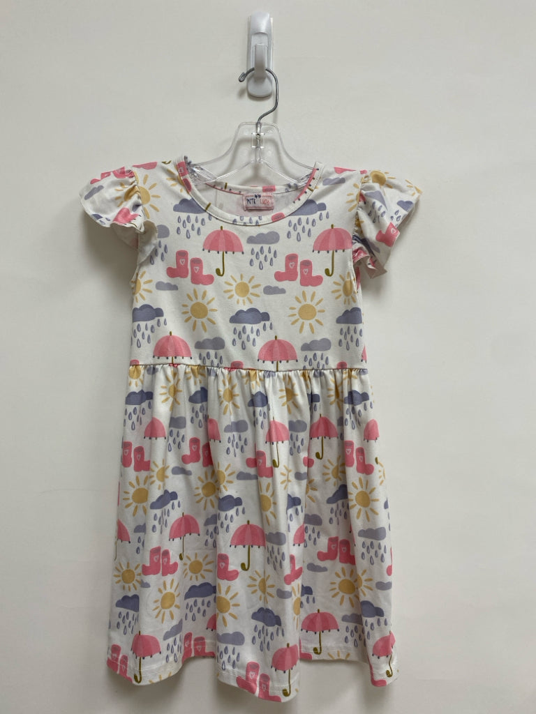 Size 5 White Pink/Purple Clouds Ladies Dress