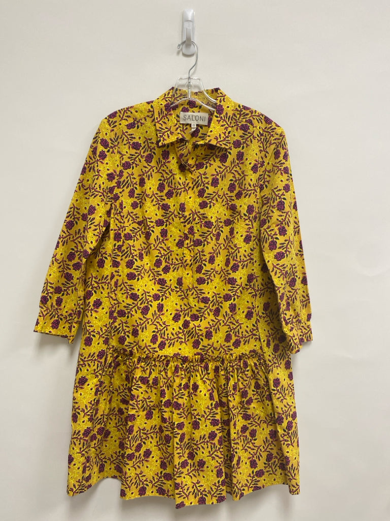 Size 10 Yellow Pink/Navy Flowers Ladies Dress