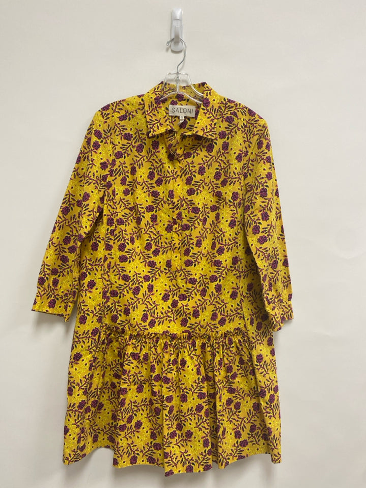 Size 10 Yellow Pink/Navy Flowers Ladies Dress