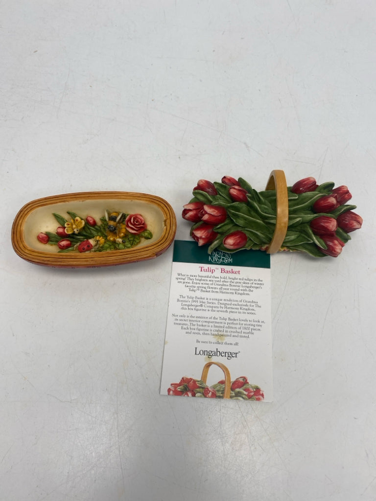 Longaberger Harmony Kingdom Tulip Basket Mini Trinket  Box