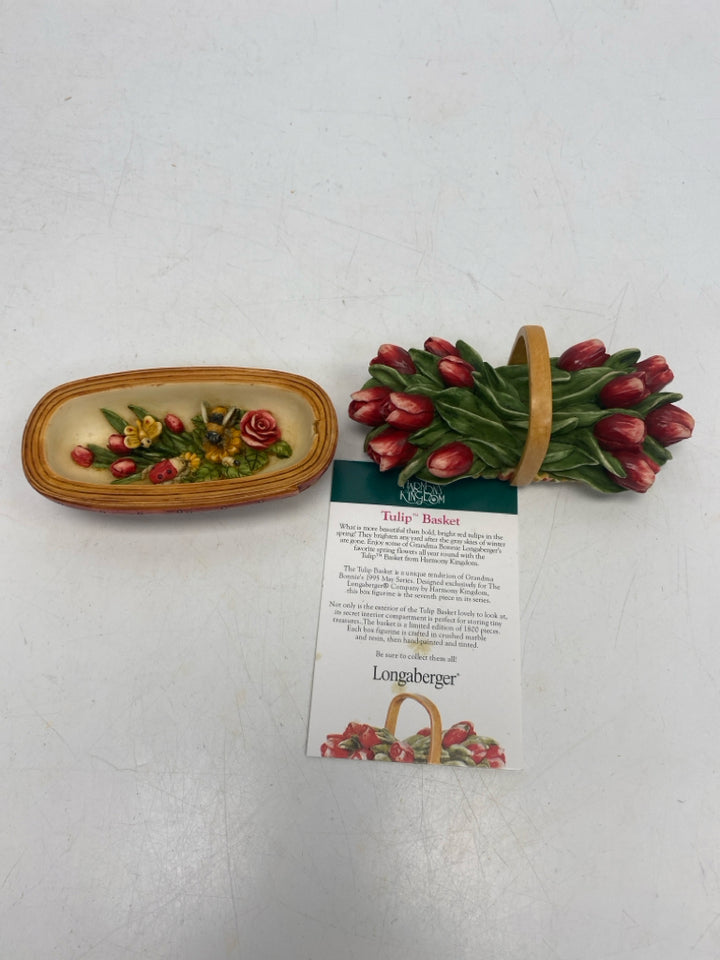 Longaberger Harmony Kingdom Tulip Basket Mini Trinket  Box