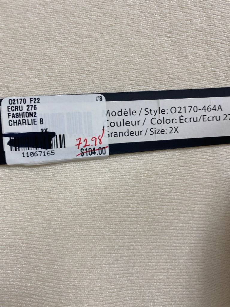 NWT Charlie B  SIZE  2X Ecru Pocket(s) Tunic Plus Size Sweater