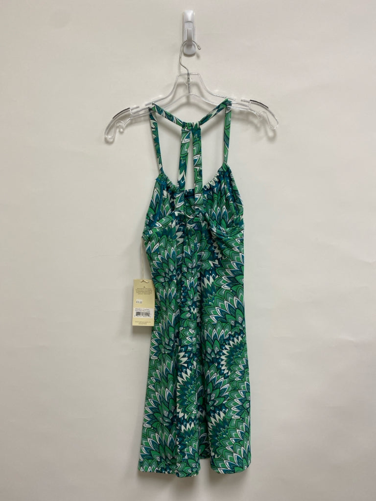 NWT PrAna Size L Green/White Aqua Petals Halter Ladies Dress