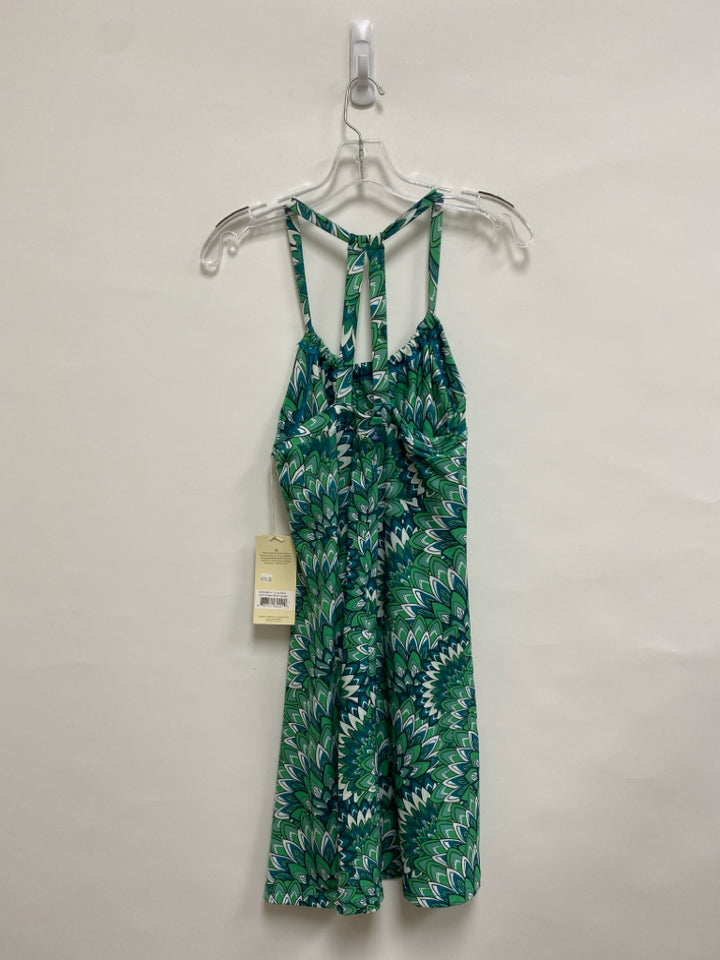 NWT PrAna Size L Green/White Aqua Petals Halter Ladies Dress