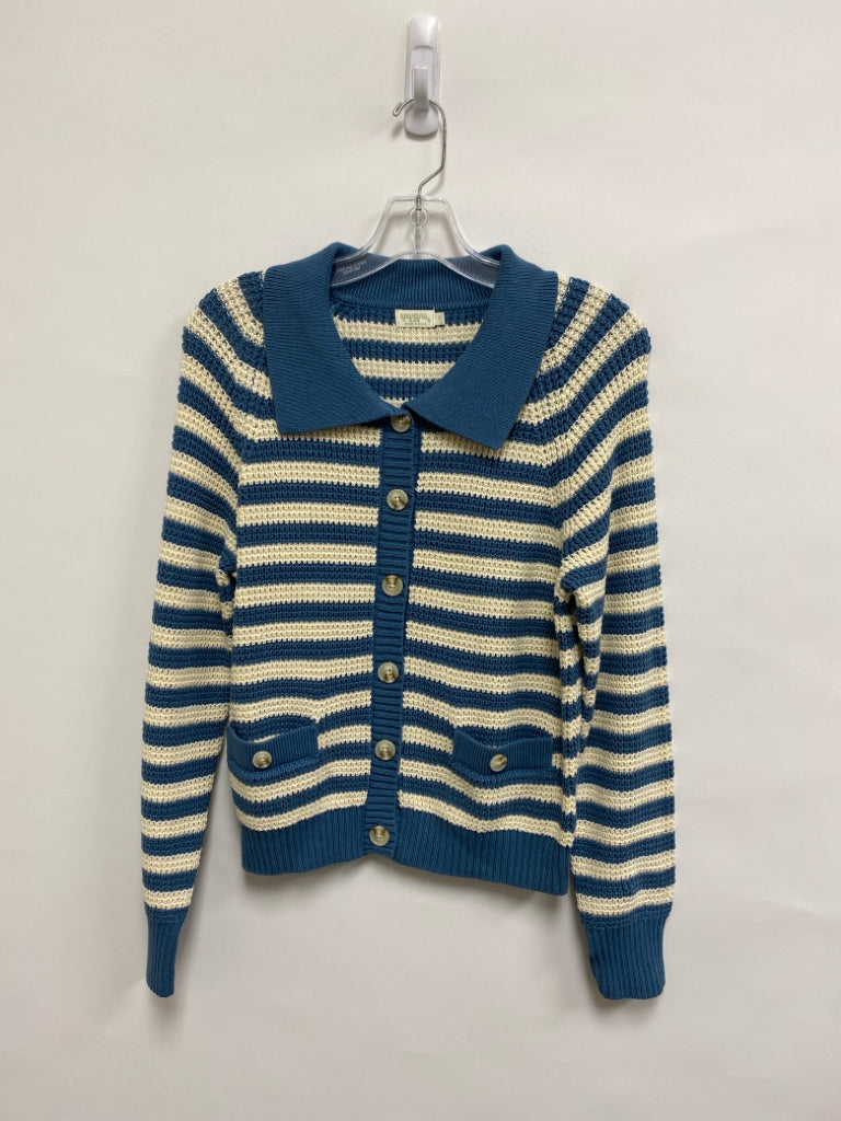 Spartina 449 Size S Blue Cream Stripes Cardigan Ladies Sweater