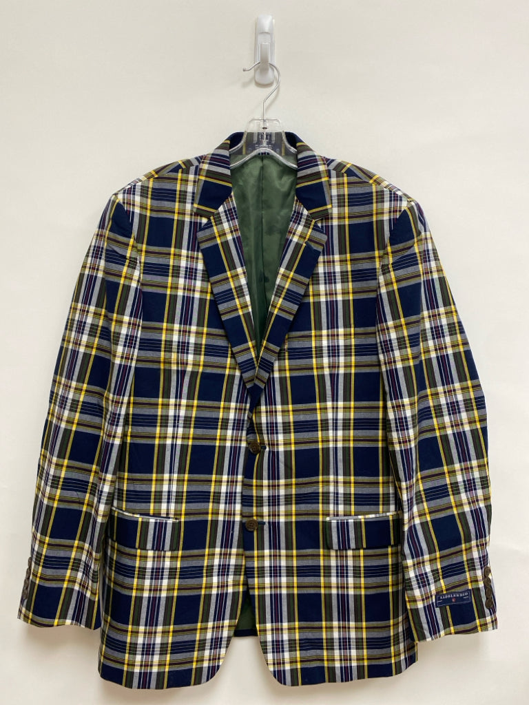 Saddlebred Size 42R Navy Yellow/White Plaid Men&
