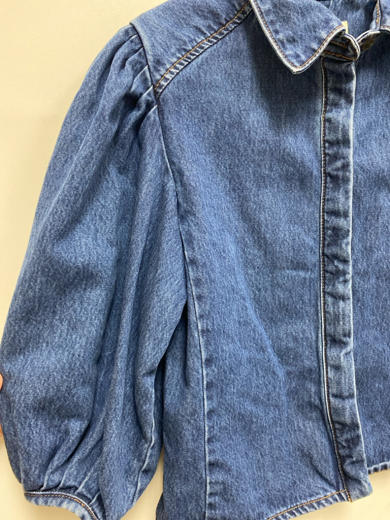 OAT Size S Blue Puff Sleeve Denim Ladies Top
