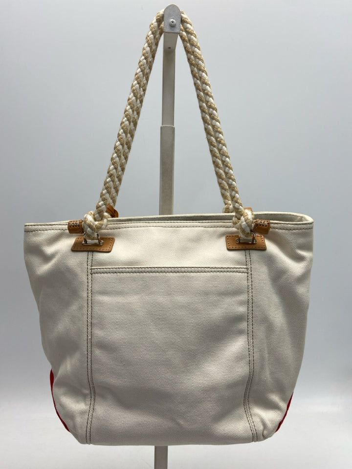 Brighton Cream Red Starfish Canvas Tote Bag