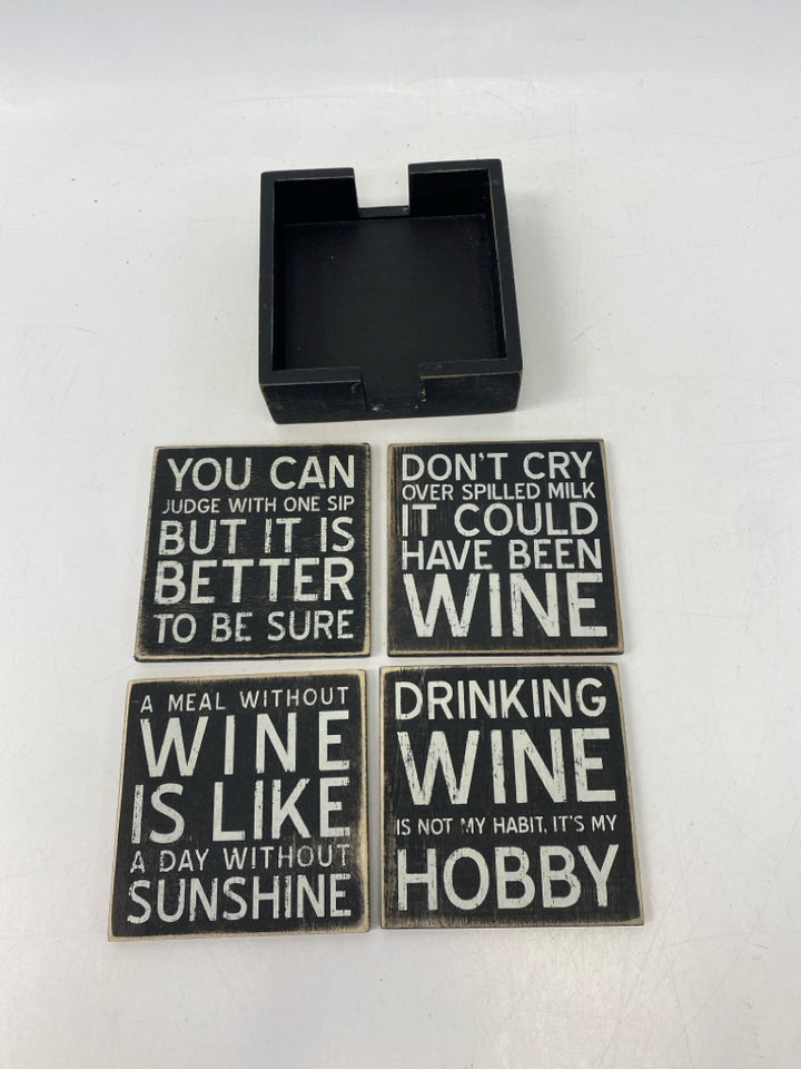 Black White Words Coasters