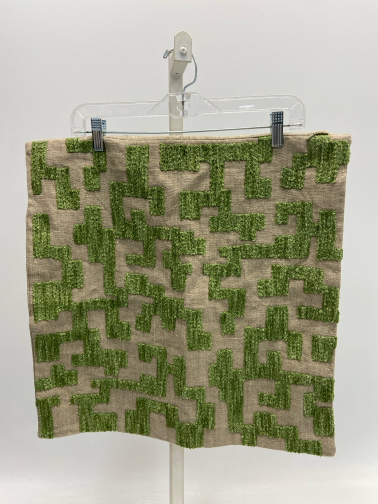Natural Green Geometric Linen Pillow Cover