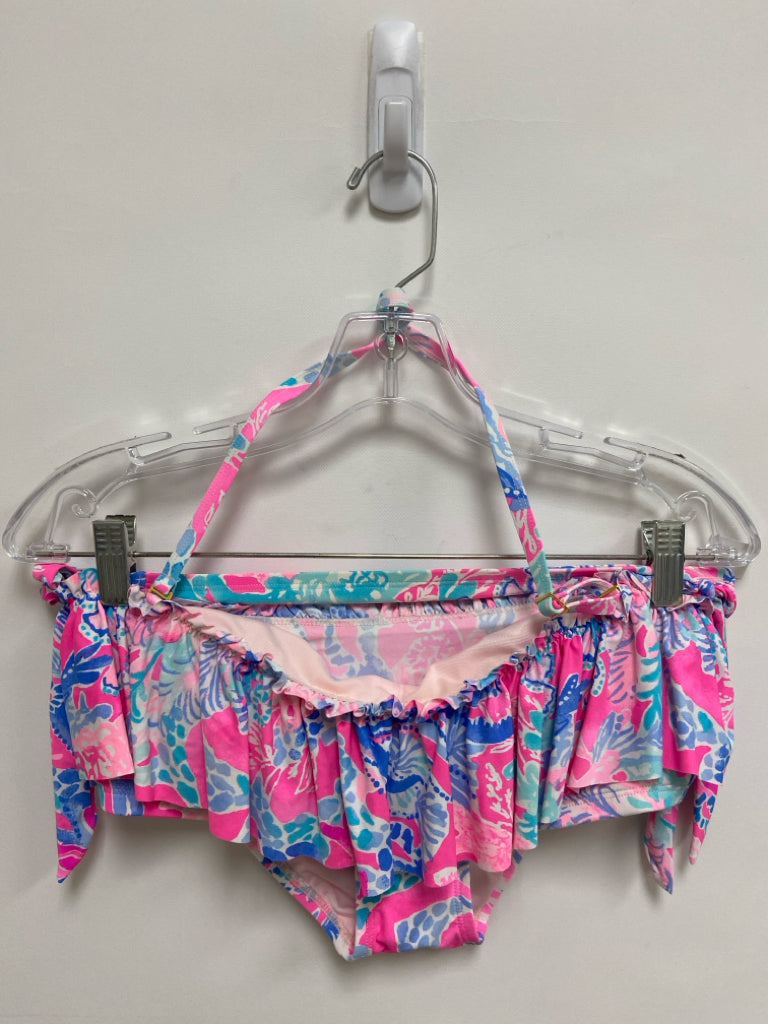 LILLY PULITZER Size 8 Pink Blue/White Halter Ladies Swimwear