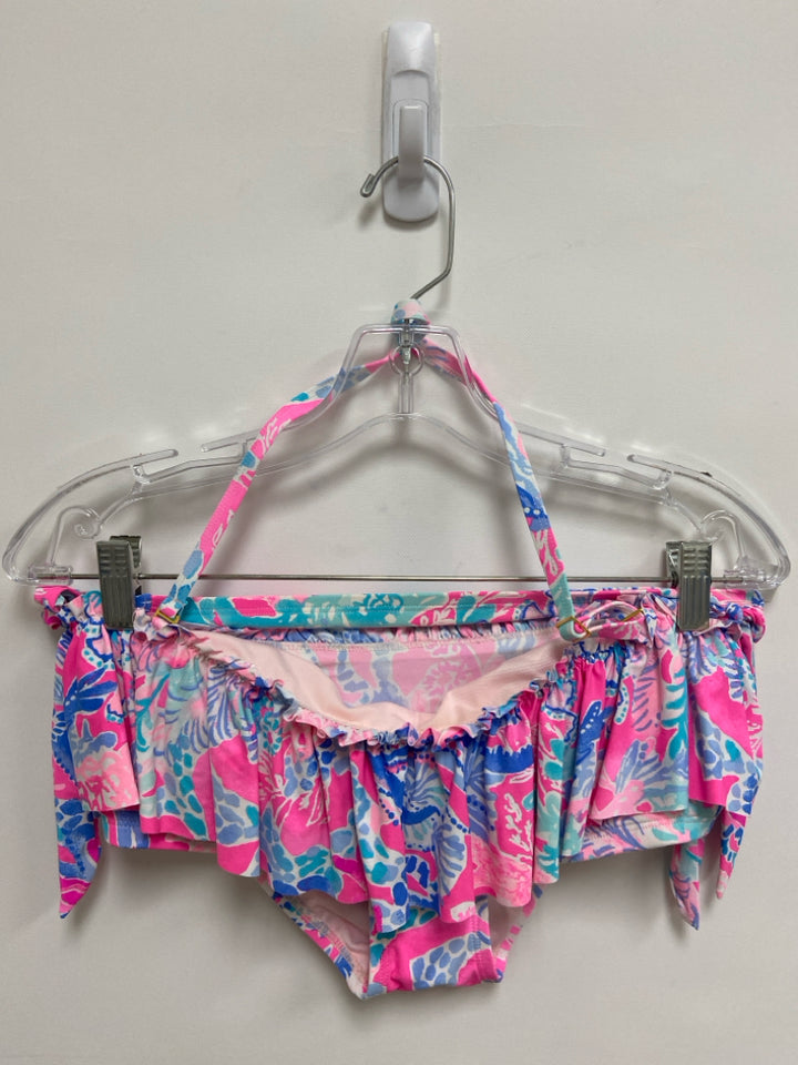 LILLY PULITZER Size 8 Pink Blue/White Halter Ladies Swimwear