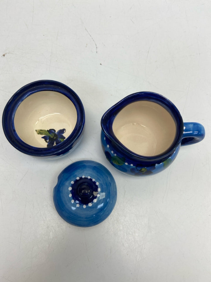 Blue Green Flowers Sugar/Creamer