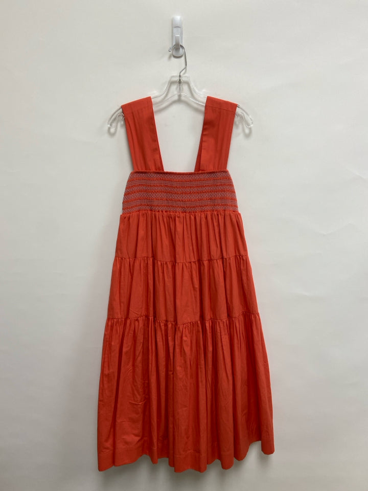 Anthropologie Size XS Orange Blue Smocking Sleeveless Ladies Dress