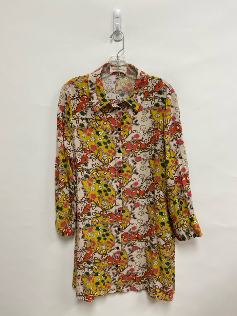 Natural Life Size XL Beige Green/Yellow Ladies Dress