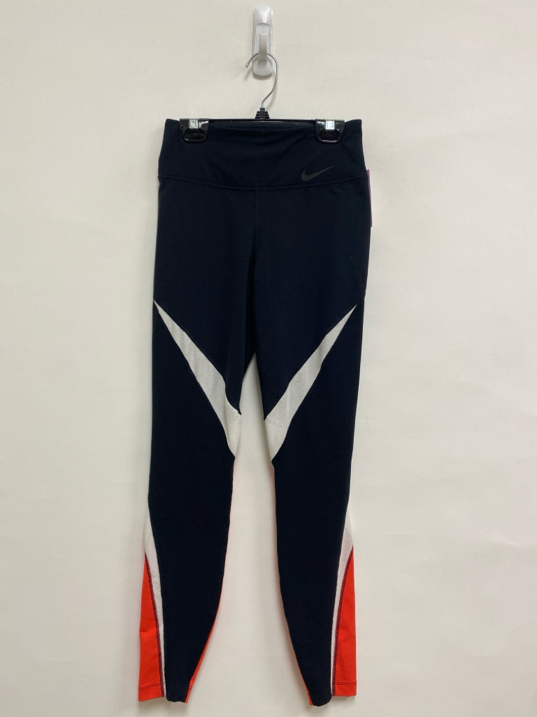 Nike Size XS Black White/Orange Trimmed Athletic Leggings