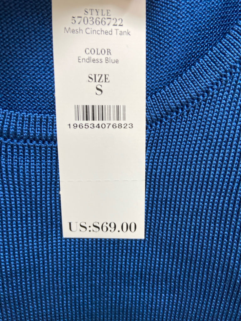 NWT Wht House/Blk Mkt Size S Dark Blue Ruched Sleeveless Ladies Sweater
