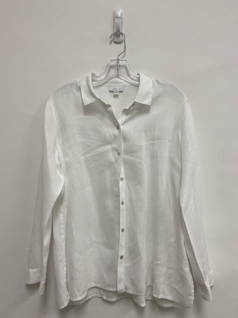 J Jill Size M White Button Up Linen Ladies Top