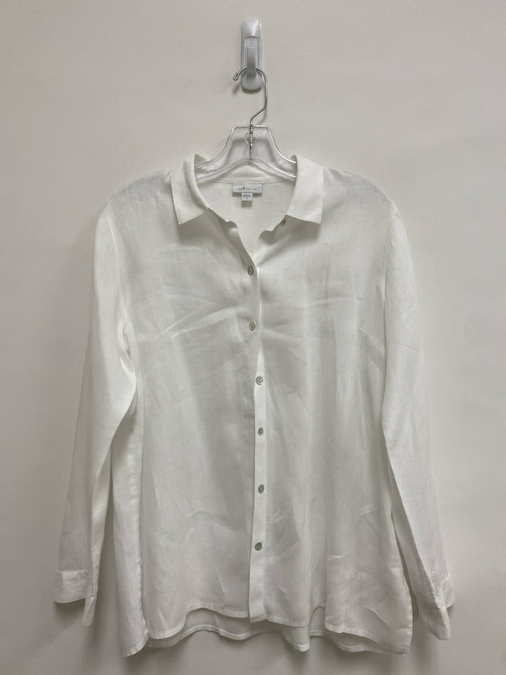 J Jill Size M White Button Up Linen Ladies Top