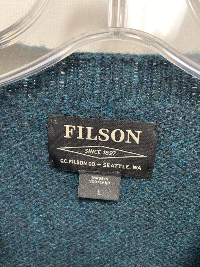 C.C. Filson Size L Dark Turquiose Navy Mottled Wool Men&