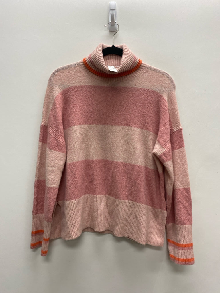 NWT J Crew Size S Pink Orange Trimmed Turtleneck Ladies Sweater