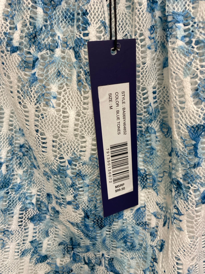 NWT Size M White/Blue Lace Puff Sleeve Ladies 2pc Shorts