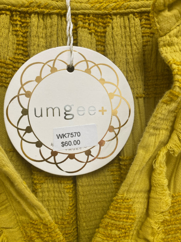 NWT Umgee  SIZE  1X Goldenrod Texture Puff Sleeve Plus Size Dress