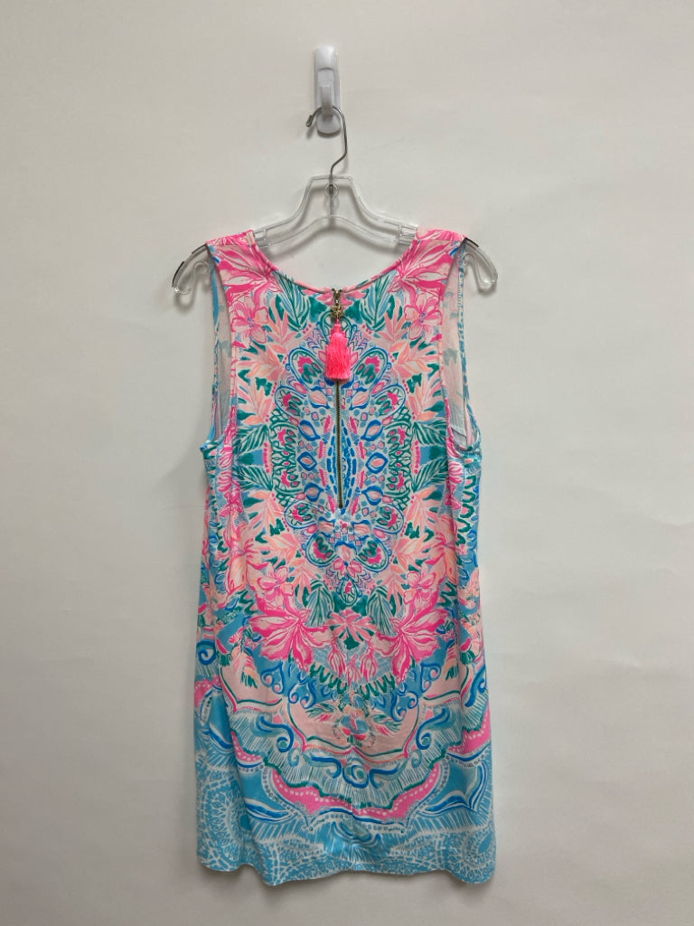 LILLY PULITZER Size 12 Pink/White Aqua/Coral Ladies Dress