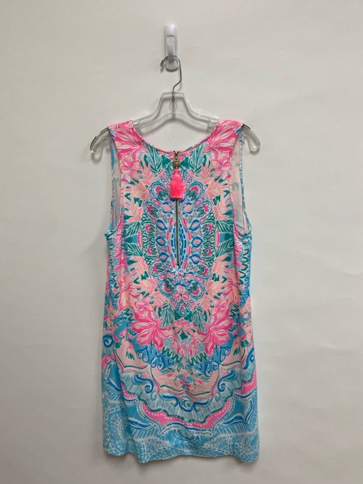 LILLY PULITZER Size 12 Pink/White Aqua/Coral Ladies Dress