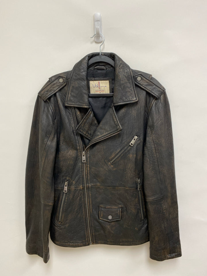 Wilsons Leather Size M Espresso Texture Zip Down Leather Men&