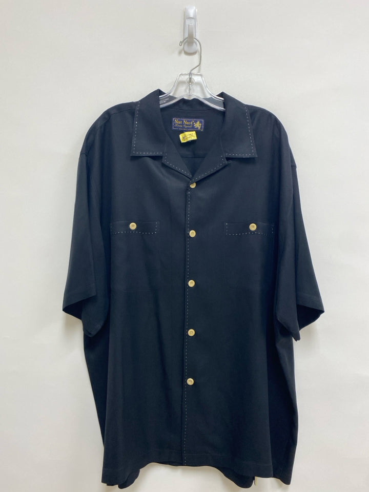 Nat Nast Size XL Black Embroidered Silk Men&